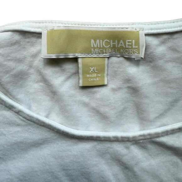 Michael Kors White Cold Shoulder Knit Shirt Size L Nautical Stretch Basics - Picture 10 of 15